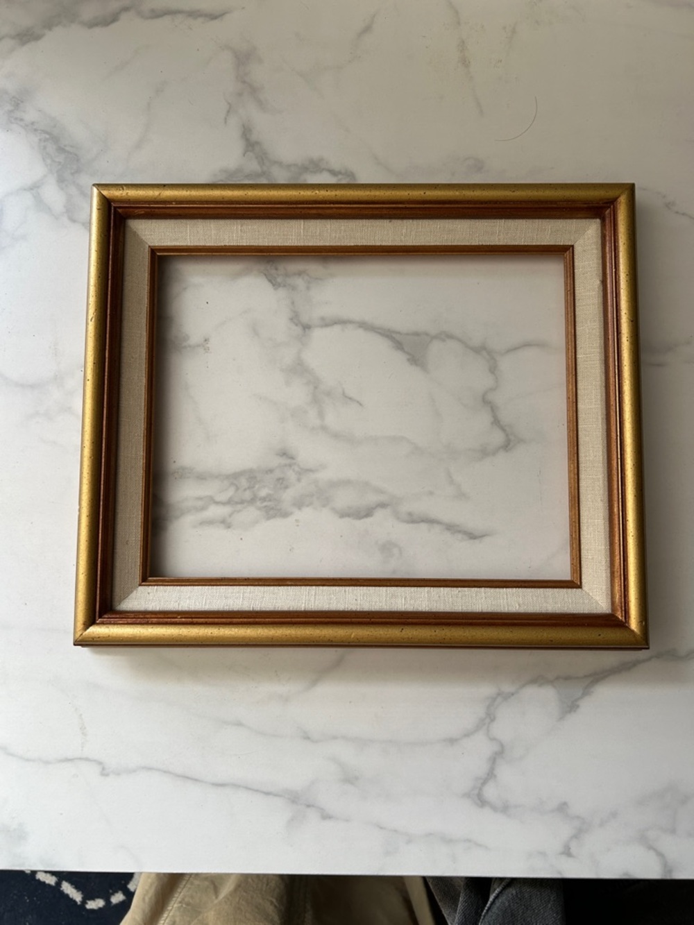 Gold Picture Frame with Cream Linen Mat - Unbranded